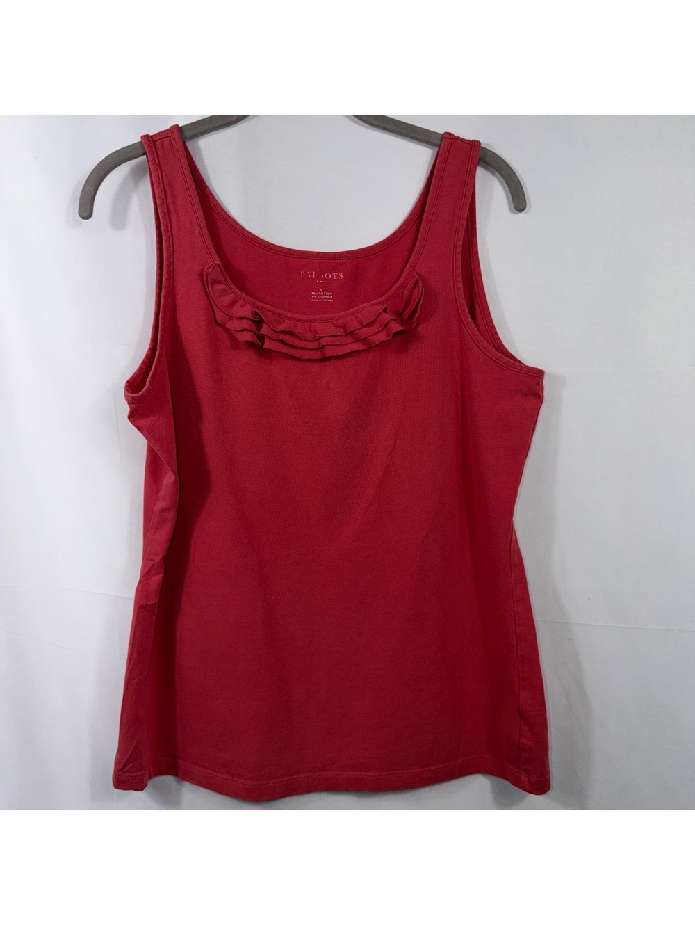 Talbots Women’s L Red Ruffle Neck Cotton Tank Top